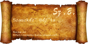 Szaszkó Béla névjegykártya