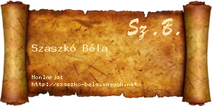 Szaszkó Béla névjegykártya